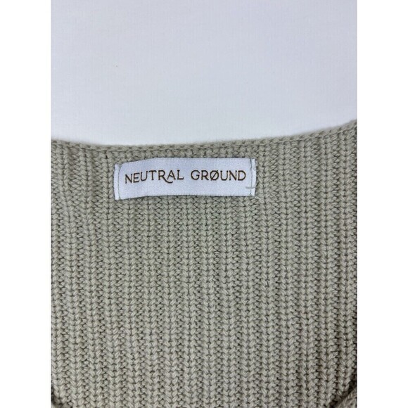 Neutral Ground Cotton Sweater Cream Small Bell Sleeves Cropped - Picture 3 of 8